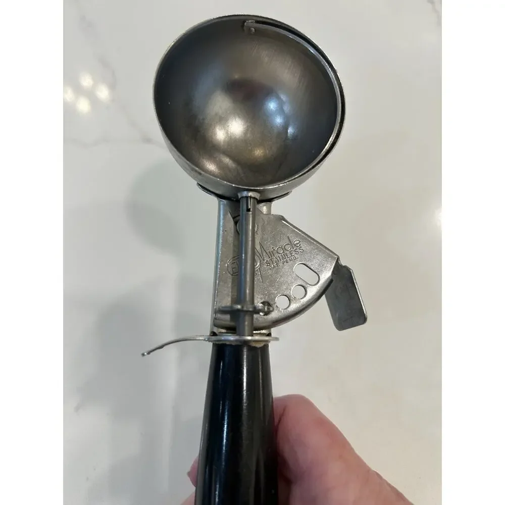 Vtg EKCO Miracle Black Handled Stainless Steel Ice Cream Scoop‎ Kitchen 1950’s
